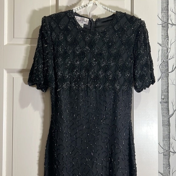 VINTAGE SILK LAURENCE KAZAR NEW YORK SEQUIN DRESS-SIZE SMALL - Picture 2 of 14